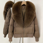 OFTBUY Zipper Luxury Warm Winter New Women's Puffer Jacket with Real Fox Fur Collar Fashion Outerwear Duck Down Coat Female