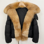 OFTBUY Ultra-Luxury 90% Duck Down Puffer Jacket with Oversized Real Fox & Raccoon Fur Collar