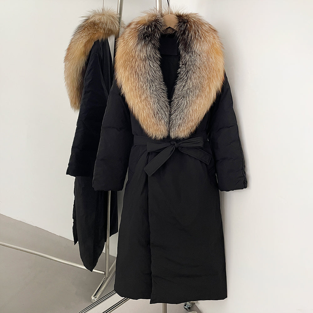 OFTBUY Real Fox Fur Collar Fluffy Puffer Jacket Female New Long Winter Down Clothing Women Thickened Warm White Duck Down Coat