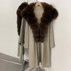 OFTBUY New Autumn Winter Knit Clothing Female Long Big Real Fox Fur Collar Sweater Women Warm Fashion Elegant Cardigan Coat