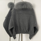 OFTBUY Short 100% Wool Coat Fahsion New Autumn Winter Real Fox Fur Top Clothes Women Natural Fur Cashmere Woolen Jacket Female
