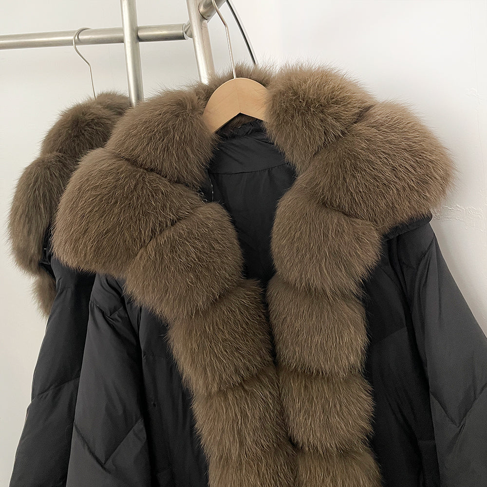 OFTBUY New Autumn Winter Thickened Warm Clothes Women Loose Big Real Fox Fur Goose Down Coat Female Natural Fur Puffer Jacket