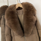 OFTBUY Zipper Luxury Warm Winter New Women's Puffer Jacket with Real Fox Fur Collar Fashion Outerwear Duck Down Coat Female