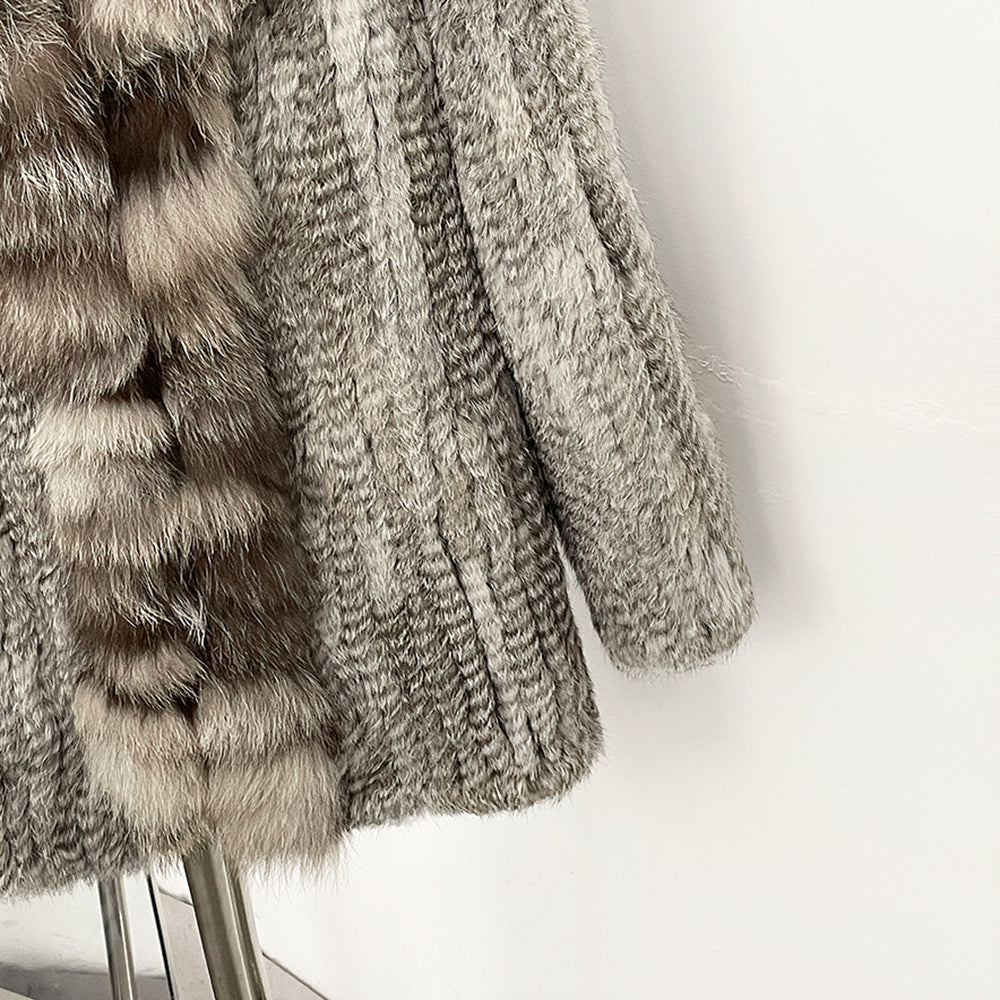 OFTBUY Natural Rabbit Fur Coat Autumn Winter Clothes Women Fashion Luxury Real Fox Fur Jacket Thick Warm Long Sleeve Overcoat