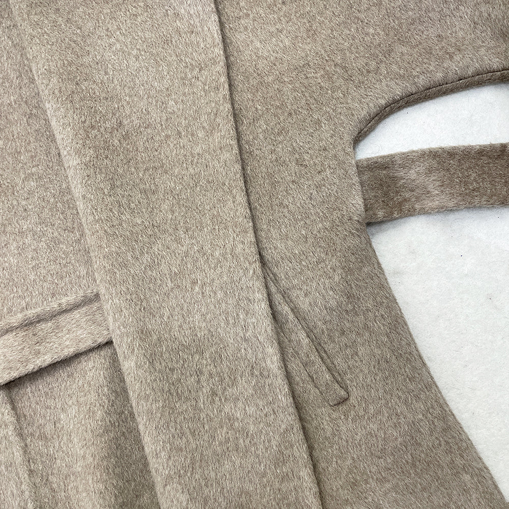 OFTBUY Belted Waist Elegant Winter Luxury Woolen Outerwear Female New Women's Wool Coat Large Real Fox Fur Collar and Cuffs