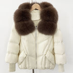OFTBUY New Autumn Winter Clothes Women Natural Fox Fur Coat Fashion Warm Knit Sleeve Puffer Jacket Real Fur Duck Down Overcoat