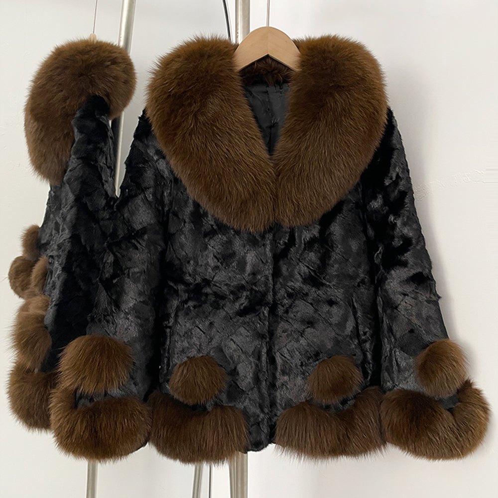 OFTBUY New Winter Thickened Warm Clothes Womwn Short Real Fox Fur Collar Jacket Female Luxury Natural Mink Fur Coat Outerwear