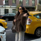 OFTBUY High Street Luxury Big Fur Collar Faux Fox Fur Jacket Female Overcoats Winter Clothes New Fashion Gradient Fluffy Fur Coat Women