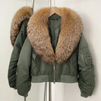 OFTBUY Short Thickened Warm Puffer Jacket Female New Autumn Winter Real Fox Fur Collar Clothes Women Natural Fur Duck Down Coat