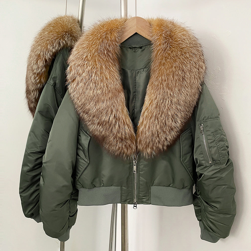 OFTBUY Short Thickened Warm Puffer Jacket Female New Autumn Winter Real Fox Fur Collar Clothes Women Natural Fur Duck Down Coat