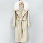 OFTBUY New Autumn Winter Long Clothing Women Natural Fur Woolen Jaket Female Fashion Warm Wool Coat with Real Fox Fur Collar