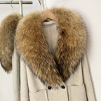 OFTBUY Double Breasted Pockets Long Luxury Warm Winter Outerwear New Women's Double-Faced Wool Coat with Real Fox Fur Collar