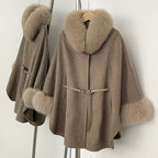 OFTBUY New Autumn Winter Coat Wool Women's Fur Sleeve Detachable Real Fox Fur Collar Warm A-line Jacket Luxury Thick Female Coat