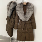 OFTBUY Thickened Warm Duck Down Coat Female Luxury Long Belt New Winter Natural Fox Fur Clothes Women Silm Puffer Jacket Outwear
