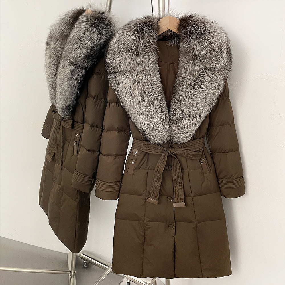 OFTBUY Thickened Warm Duck Down Coat Female Luxury Long Belt New Winter Natural Fox Fur Clothes Women Silm Puffer Jacket Outwear