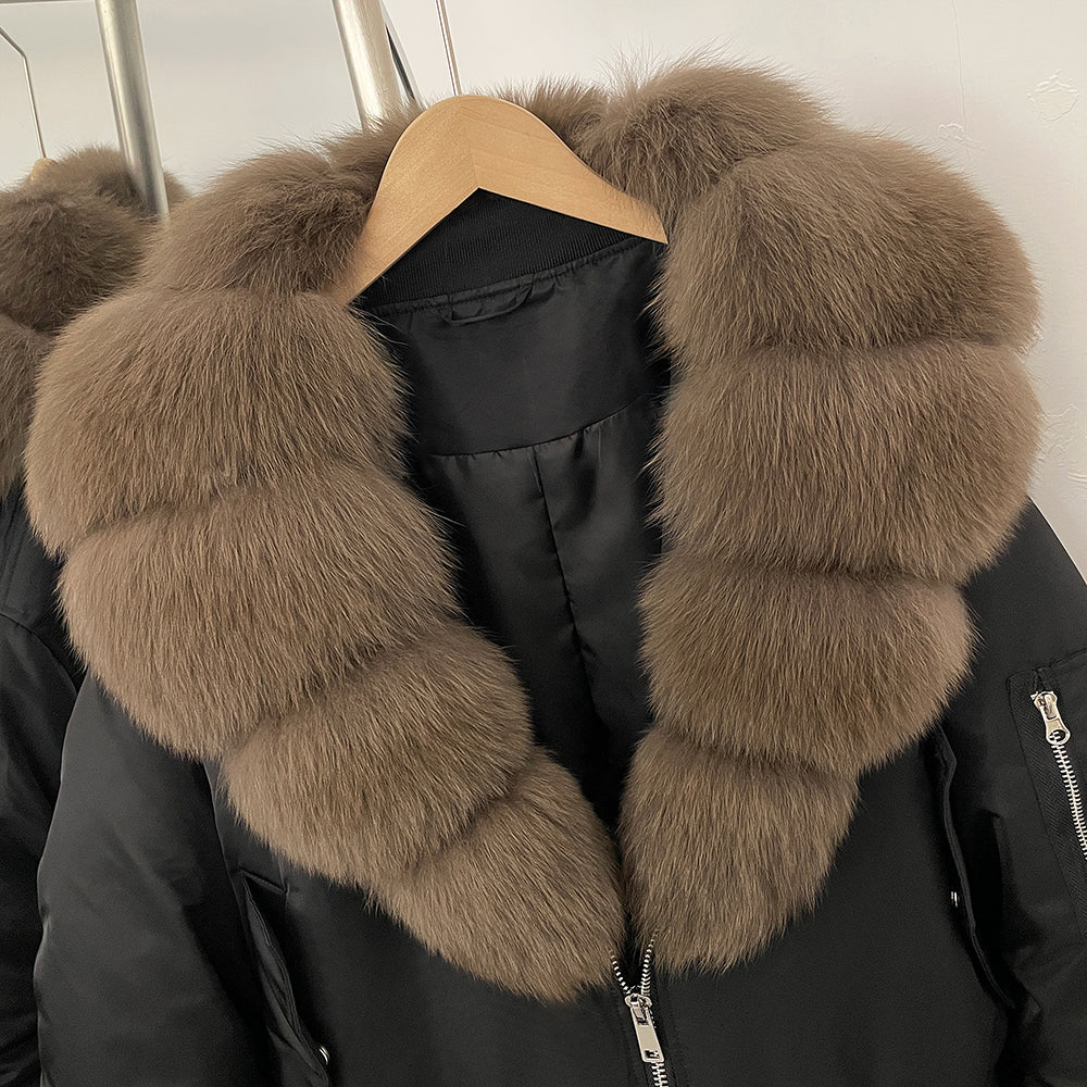 OFTBUY Short Thickened Warm Puffer Jacket Female New Autumn Winter Real Fox Fur Collar Clothes Women Natural Fur Duck Down Coat