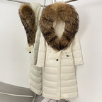 OFTBUY Hooded Winter White Duck Down Coat Large Real Fox Fur Collar X-Long Puffer Jacket Women Thick Female Parkas With Belt
