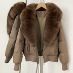OFTBUY Zipper Luxury Warm Winter New Women's Puffer Jacket with Real Fox Fur Collar Fashion Outerwear Duck Down Coat Female