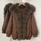 OFTBUY New Autumn Winter Thickened Warm Clothes Women Loose Big Real Fox Fur Goose Down Coat Female Natural Fur Puffer Jacket