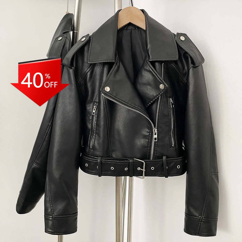 OFTBUY Fashion Faux Leather Jacket Female New Spring Autumn Long Sleeves Fake Leather Clothes Women Short Pu Leather Coat