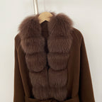 OFTBUY Long Natural Fur Wool Coat Fashion Warm Big Real Fox Fur Jacket Female New Autumn Winter Clothes Women Woolen Overcoat