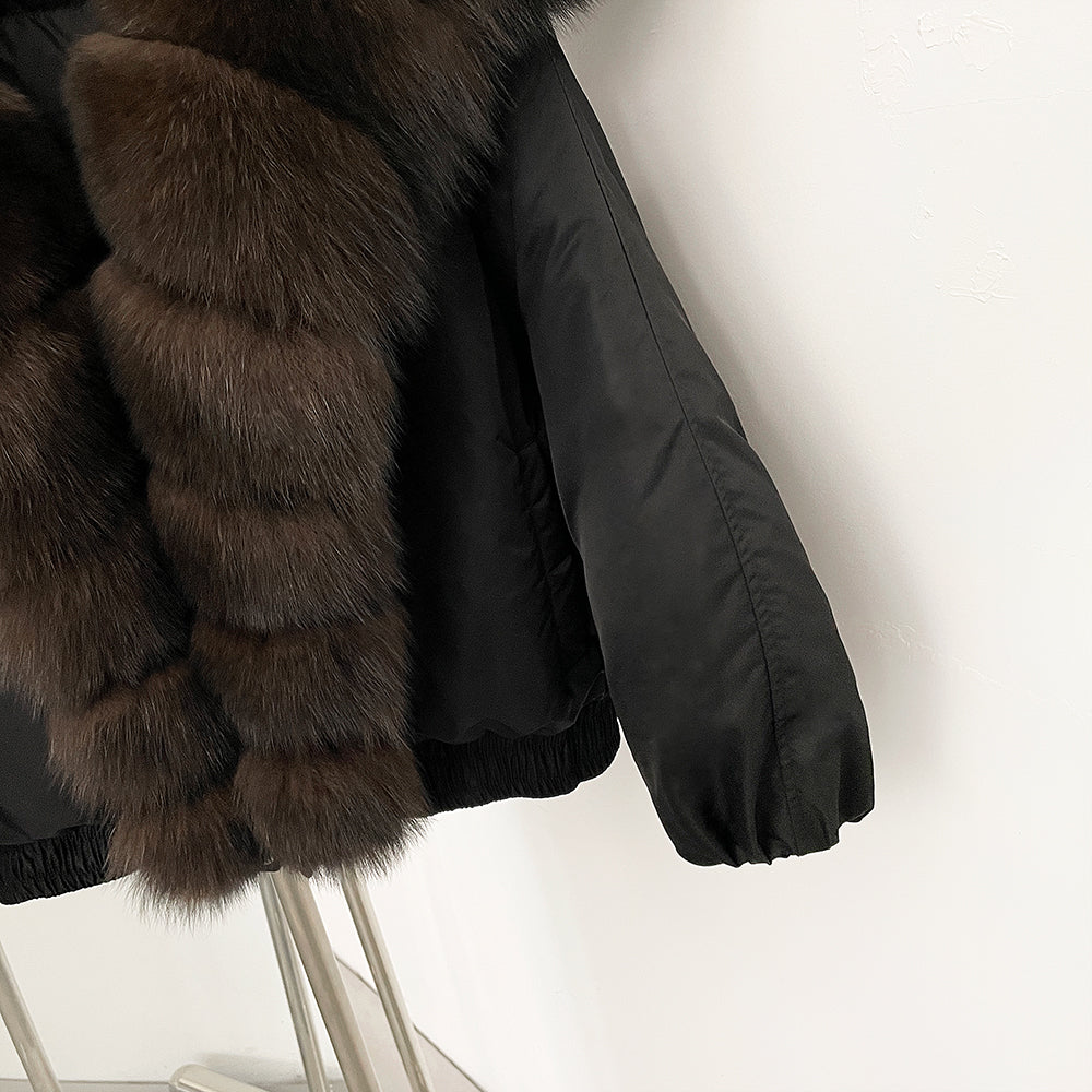 OFTBUY Autumn Winter Clothes Women White Goose Down Coat Natural Fur Puffer Jacket Female Short Big Real Fox Fur Jacket Fashion