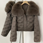 OFTBUY Thickened Warm Fluffy Real Fox Fur Puffer Jacket Women Short Long Sleeve White Duck Down Coat Female New Winter Clothing
