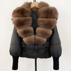 OFTBUY Big Natural Fox Fur Coat Women New Winter 90% White Duck Down Jacket Female Short Puffer Feather Coats Parkas