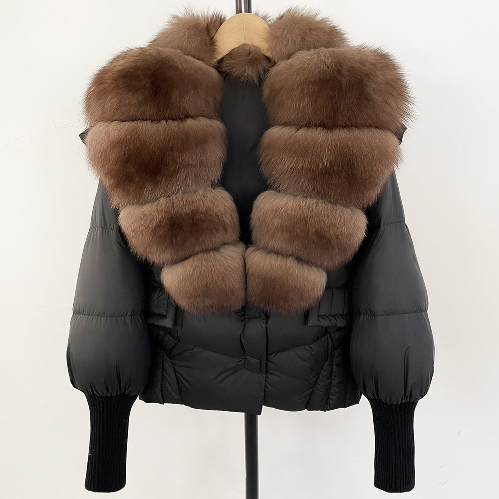 OFTBUY Big Natural Fox Fur Coat Women New Winter 90% White Duck Down Jacket Female Short Puffer Feather Coats Parkas