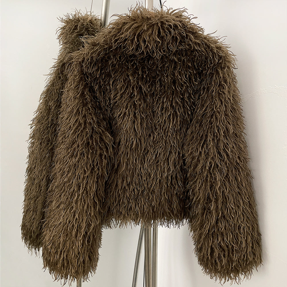 OFTBUY Wholesale Faux Fur Coat Female Artificial Mongolian Sheep Fur Fluffy Jacket Women New Winter Thickened Warm Outerwear Lady