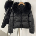 OFTBUY Designer Real Fox Fur Duck Down Jacket Female New Warm Thicken Autumn Winter Coat Women Zipper Reality Fur Puffer Clothes