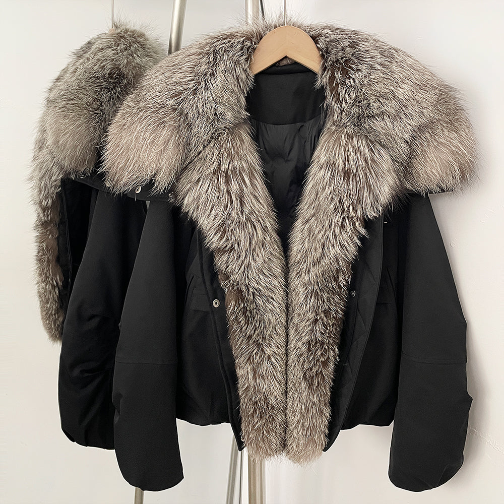 OFTBUY New Winter Warm Thickened Clothing Female Natural Fur Puffer Jacket Women's Dcuk Down Coat with Big Real Fox Fur Collar