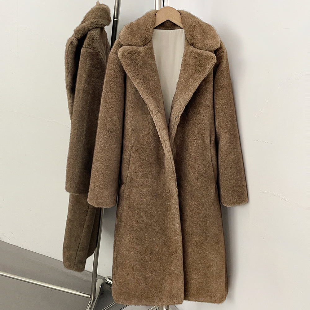 OFTBUY Women's Elegant Luxury Faux Mink Fur Long Coat Artificial Fur Jacket Female Warm Outerwear New Autumn Winter Clothes