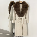 OFTBUY Belted Elegant Warm Outerwear Coat Female Women's Luxury Double-Faced Wool Jacket Winter Oversized Real Fox Fur Collar