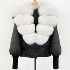 OFTBUY Big Natural Fox Fur Coat Women New Winter 90% White Duck Down Jacket Female Short Puffer Feather Coats Parkas