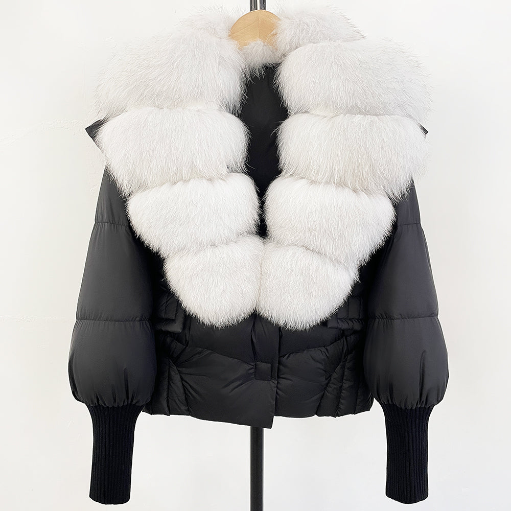 OFTBUY Big Natural Fox Fur Coat Women New Winter 90% White Duck Down Jacket Female Short Puffer Feather Coats Parkas