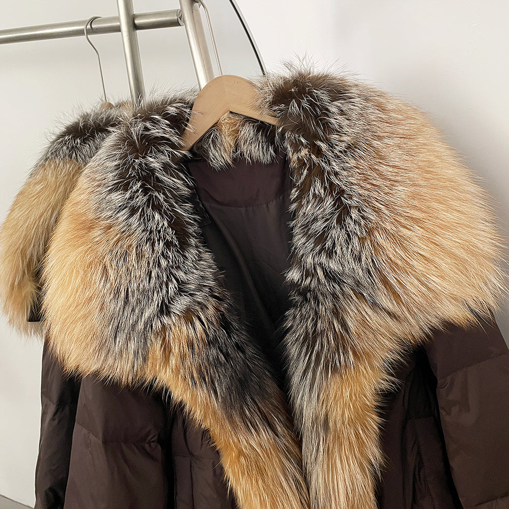 OFTBUY Puffy Sleeve Warm Loose Puffer Jacket New Women's Duck Down Jacket with Large Real Fox Fur Collar Winter Luxury Outerwear