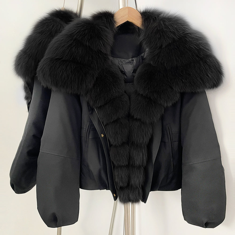 OFTBUY Short Thickened Warm Natural Fur Collar Down Coat Female Winter Long Sleeve Top Clothes Women Luxury Puffer Jacket