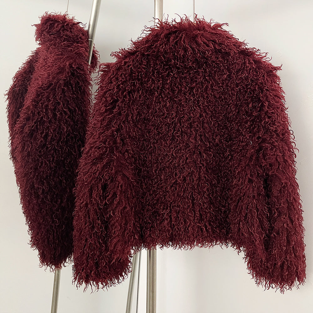 OFTBUY Wholesale Faux Fur Coat Female Artificial Mongolian Sheep Fur Fluffy Jacket Women New Winter Thickened Warm Outerwear Lady