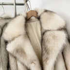 OFTBUY Luxury Oversized Lapel Faux Fur Jacket - Premium Vegan Fur Short Coat for Winter Glamour
