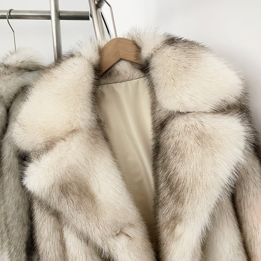 OFTBUY Luxury Oversized Lapel Faux Fur Jacket - Premium Vegan Fur Short Coat for Winter Glamour