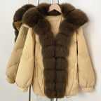 OFTBUY New Autumn Winter Thickened Warm Clothes Women Loose Big Real Fox Fur Goose Down Coat Female Natural Fur Puffer Jacket
