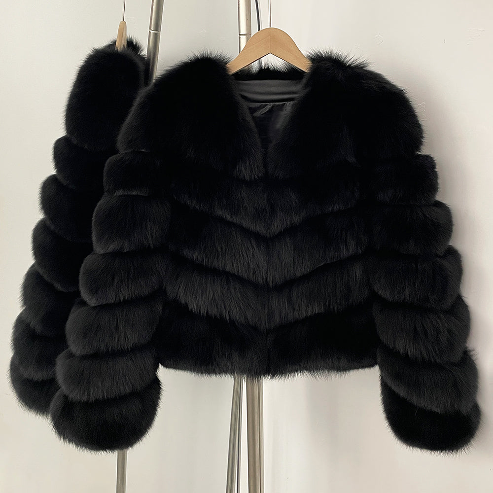 OFTBUY New Autumn Winter Clothing Warm Short Luxury Thick Black Natural Fox Fur Jacket Lady Fashion Real Raccoon Fur Coat Female