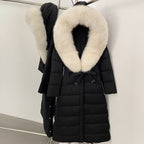 OFTBUY Hooded Winter White Duck Down Coat Large Real Fox Fur Collar X-Long Puffer Jacket Women Thick Female Parkas With Belt