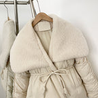 OFTBUY New Autumn Winter Clothes Women Luxury Big Collar White Duck Down Coat Female Lapel Sashes Thick Warm Puffer Jacket