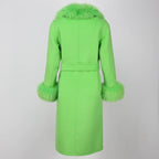 OFTBUY Winter Jacket Women Long Natural Wool Blends Cashmere Real Fur Coat Double Breasted Belt Warm Streetwear New Fashion