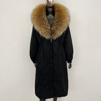 OFTBUY New Zipper Autumn Winter Clothes Women Natural Fox Fur Collar Goose Down Coat Long Warm Thickened Real Fur Puffer Jacket