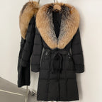 OFTBUY Thickened Warm Duck Down Coat Female Luxury Long Belt New Winter Natural Fox Fur Clothes Women Silm Puffer Jacket Outwear