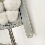 OFTBUY Real Fox Fur Collar Down Inner Lid Denim Jacket Female New Fashion Thick Warm Clothes Women Short Fluffy Puffer Jacket