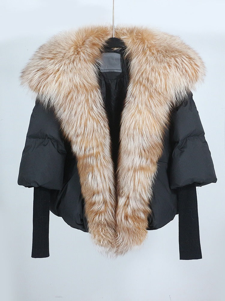 OFTUBY White Duck Down Jacket Winter Women Warm Loose Coat Natural Real Fox Fur Collar Thick Luxury Outerwear New Fashion